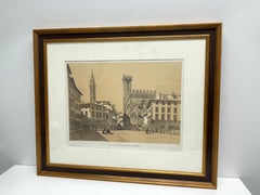 Framed French Copper Print Plaza San Firence, Florence, Italy
