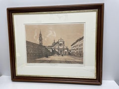 Framed French Copper Print Plaza San Spirito, Florence, Italy