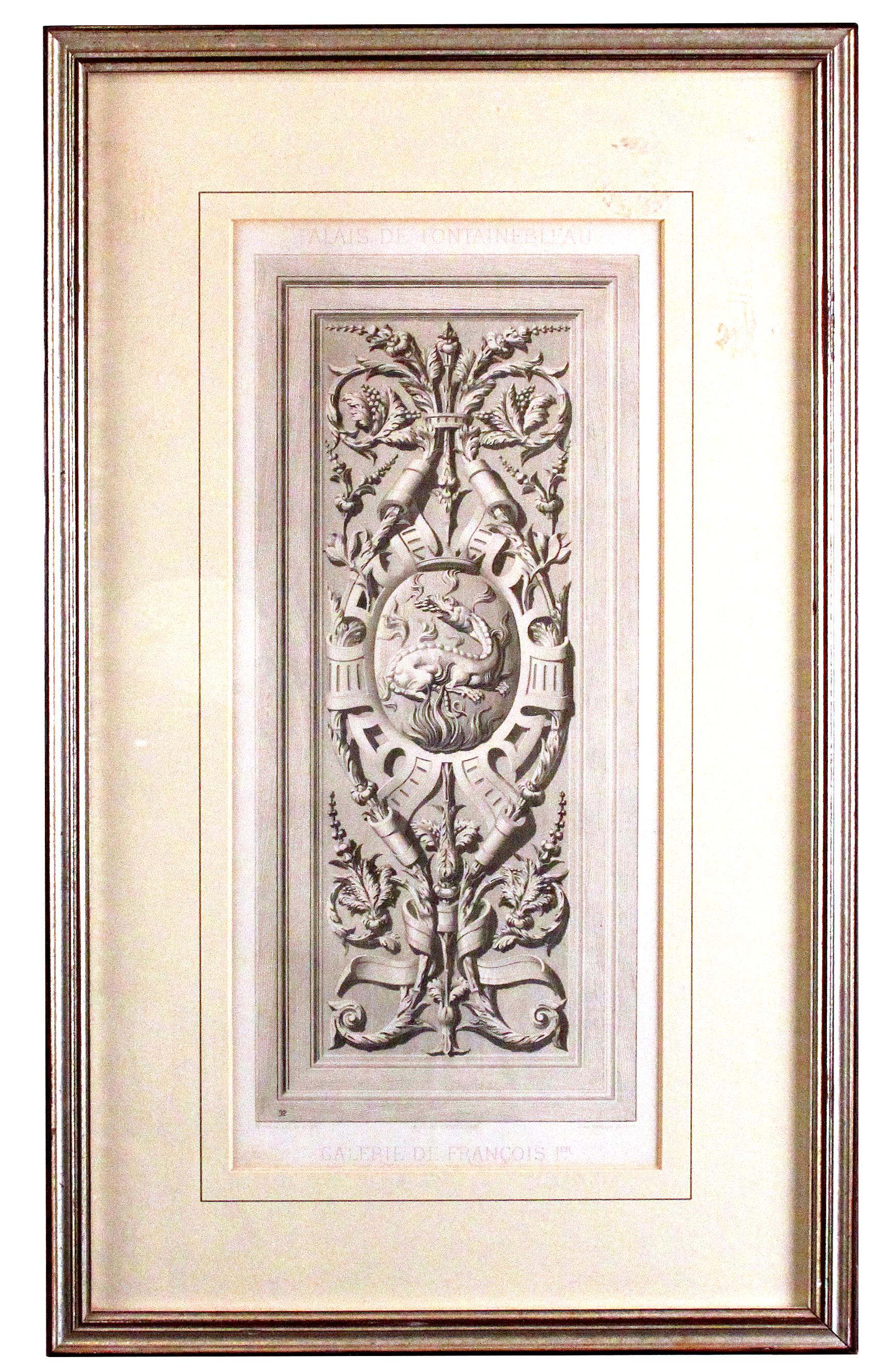 20th Century Framed French Gresaille Decorative Engravings