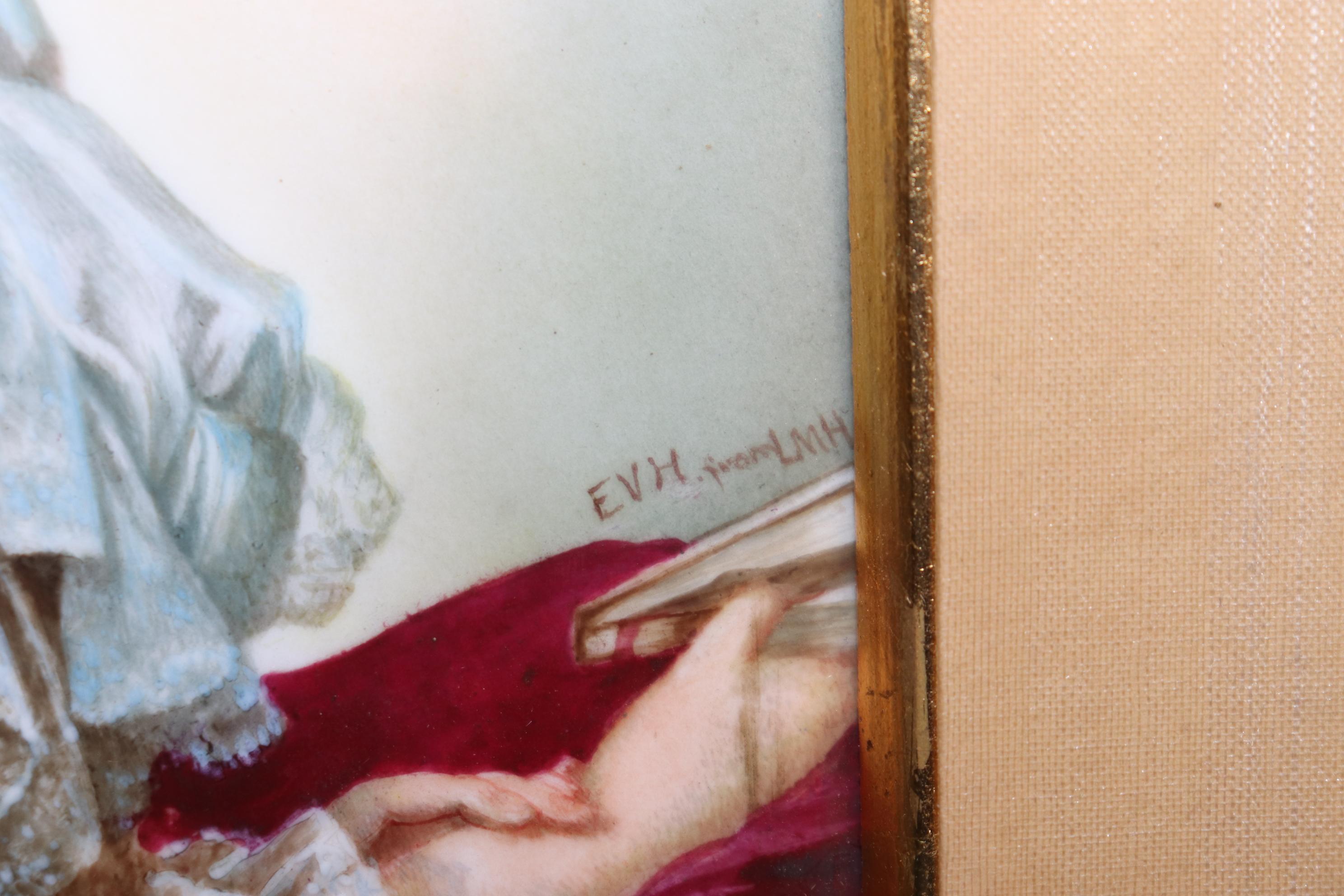 Framed French Hand Painted Porcelain Plaque of Marie Antoinette By T&V Limoges  2