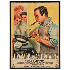 Framed French Movie Poster, 1940 German Comedy 'Le Paradis Des Célibataires'