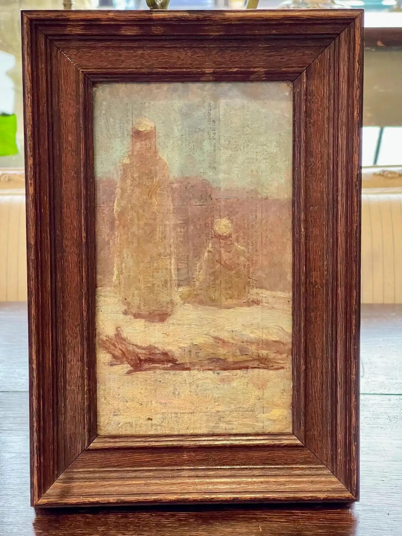 Framed French Oil On Paper Laid On Board By Marius Perret ''1853-1900'' In Good Condition For Sale In Charlottesville, VA