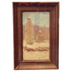 Antique Framed French Oil On Paper Laid On Board By Marius Perret ''1853-1900''