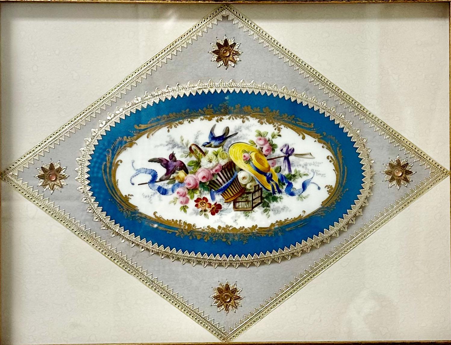 Framed French Porcelain Fragment In Good Condition For Sale In Tampa, FL