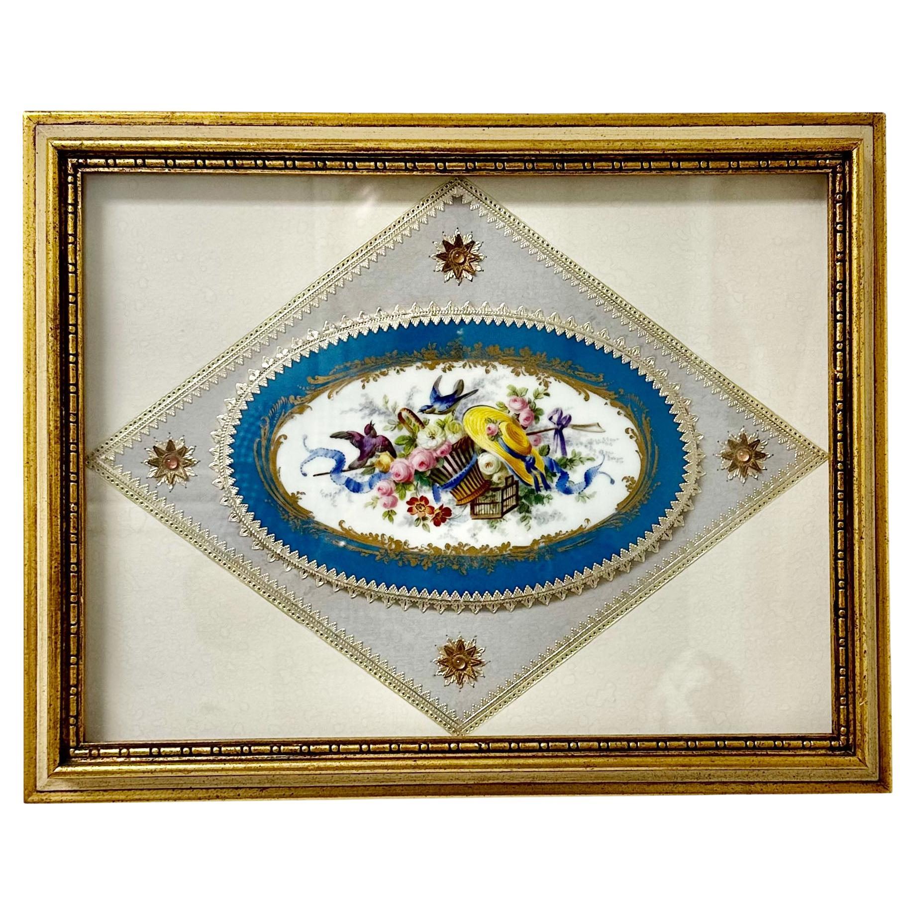 Framed French Porcelain Fragment For Sale