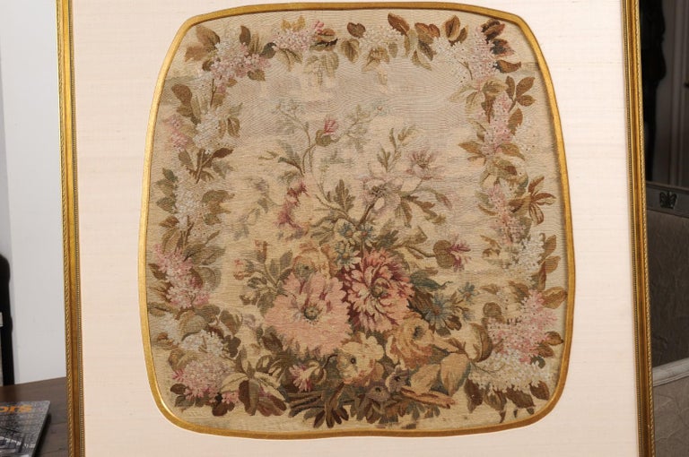 Framed French Silk Aubusson Tapestries with Floral Decor, Sold