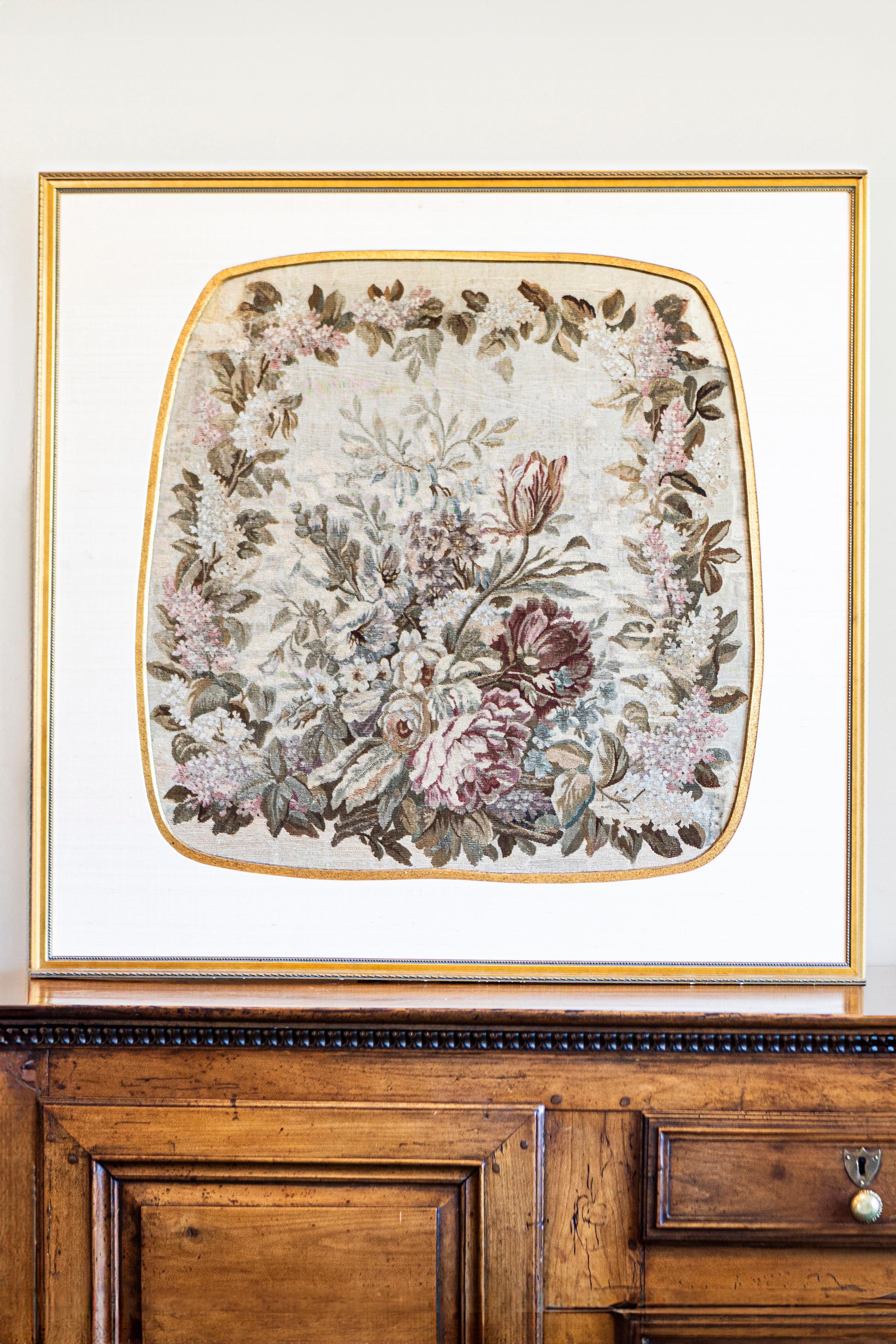 Framed French Silk Aubusson Tapestries with Floral Decor, Sold Individually In Good Condition For Sale In Atlanta, GA