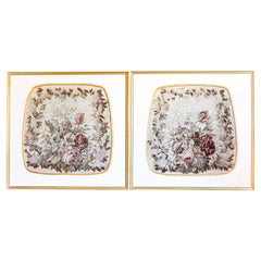 Antique Framed French Silk Aubusson Tapestries with Floral Decor, Sold Individually