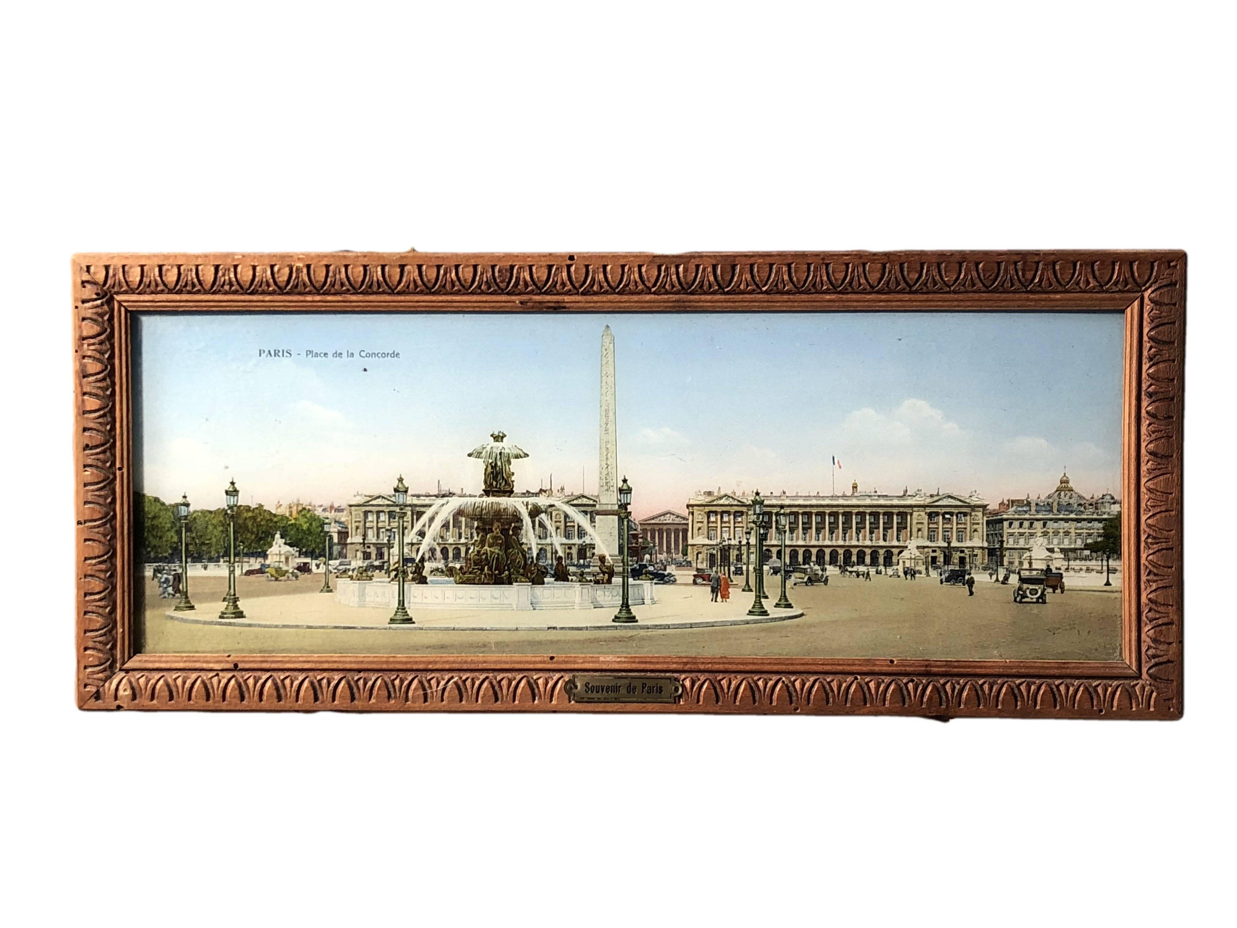 20th Century Framed French Souvenir Colorized Photos, Paris, Nice, Nantes, Fontainebleau 1930 For Sale