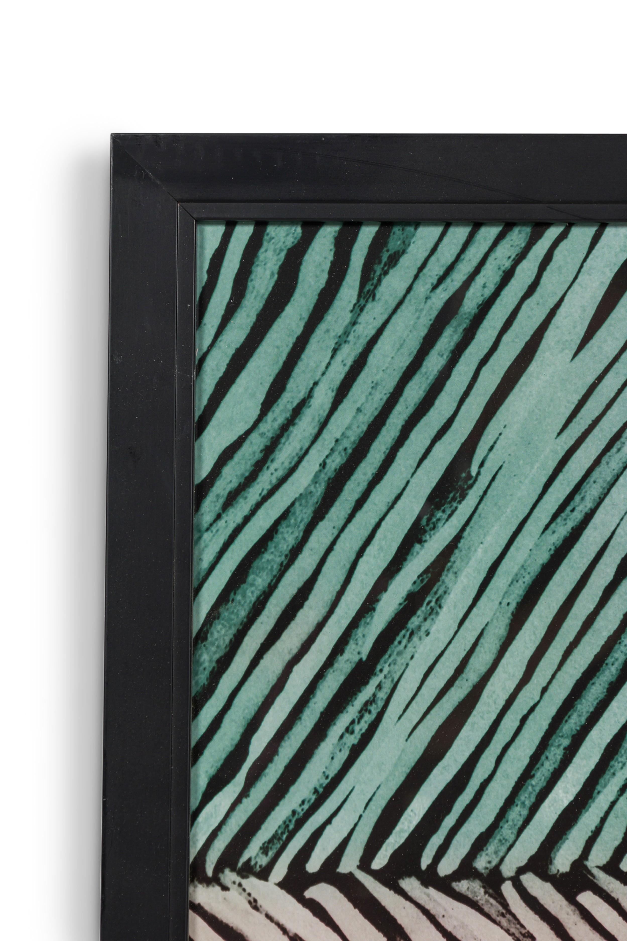 Gerahmter geometrischer Mid-Century-Druck mit strukturierter Farbblockierung (Moderne der Mitte des Jahrhunderts) im Angebot