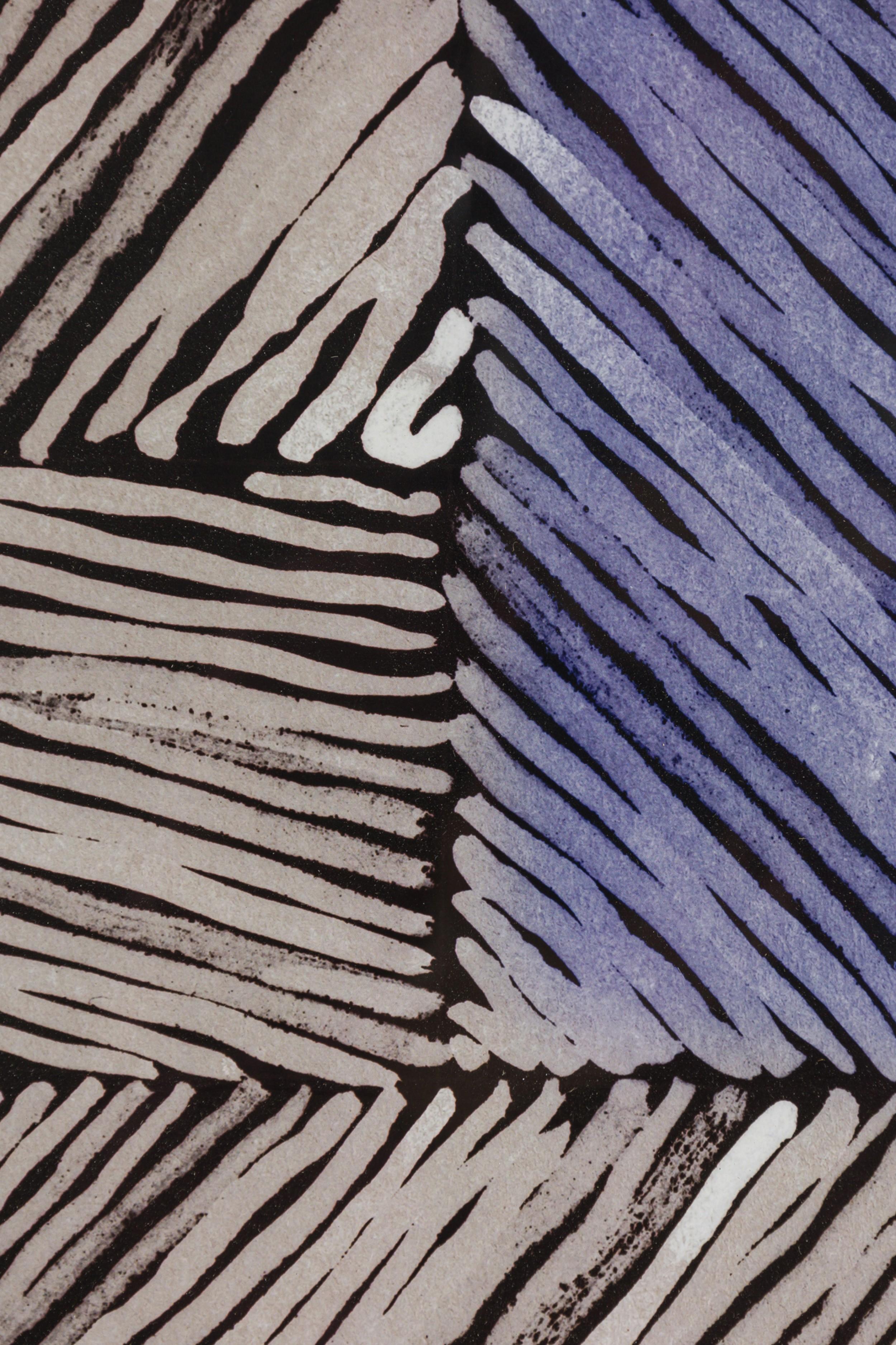 Gerahmter geometrischer Mid-Century-Druck mit strukturierter Farbblockierung (amerikanisch) im Angebot