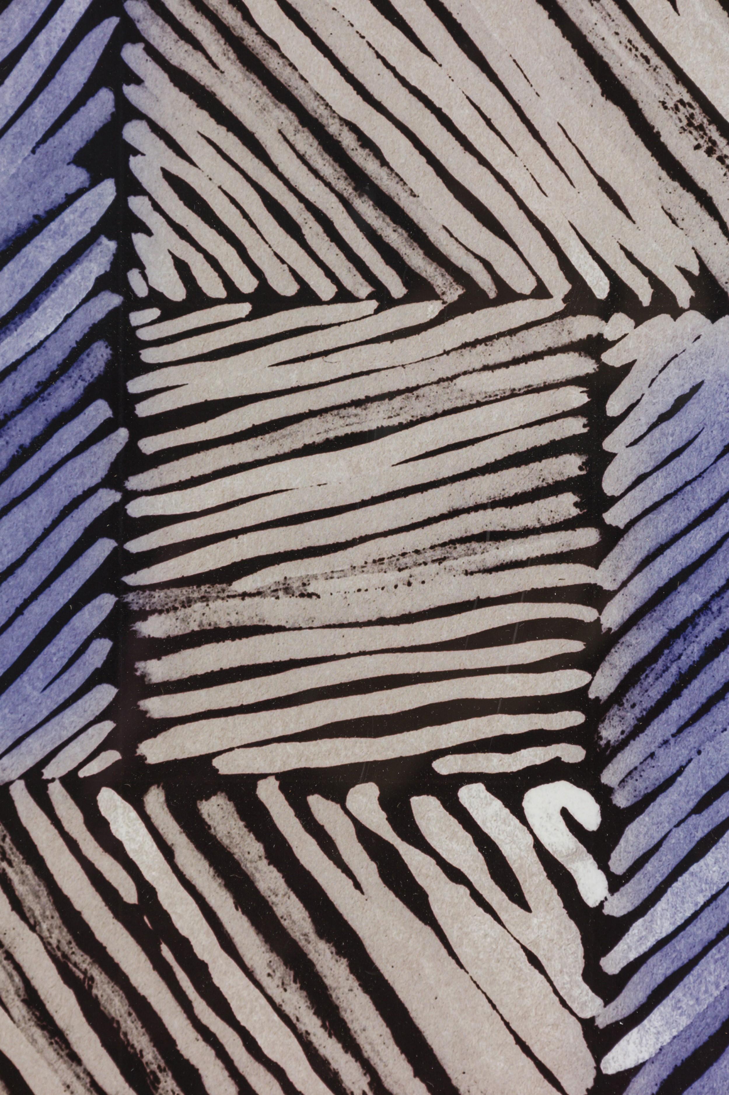 Gerahmter geometrischer Mid-Century-Druck mit strukturierter Farbblockierung (amerikanisch) im Angebot