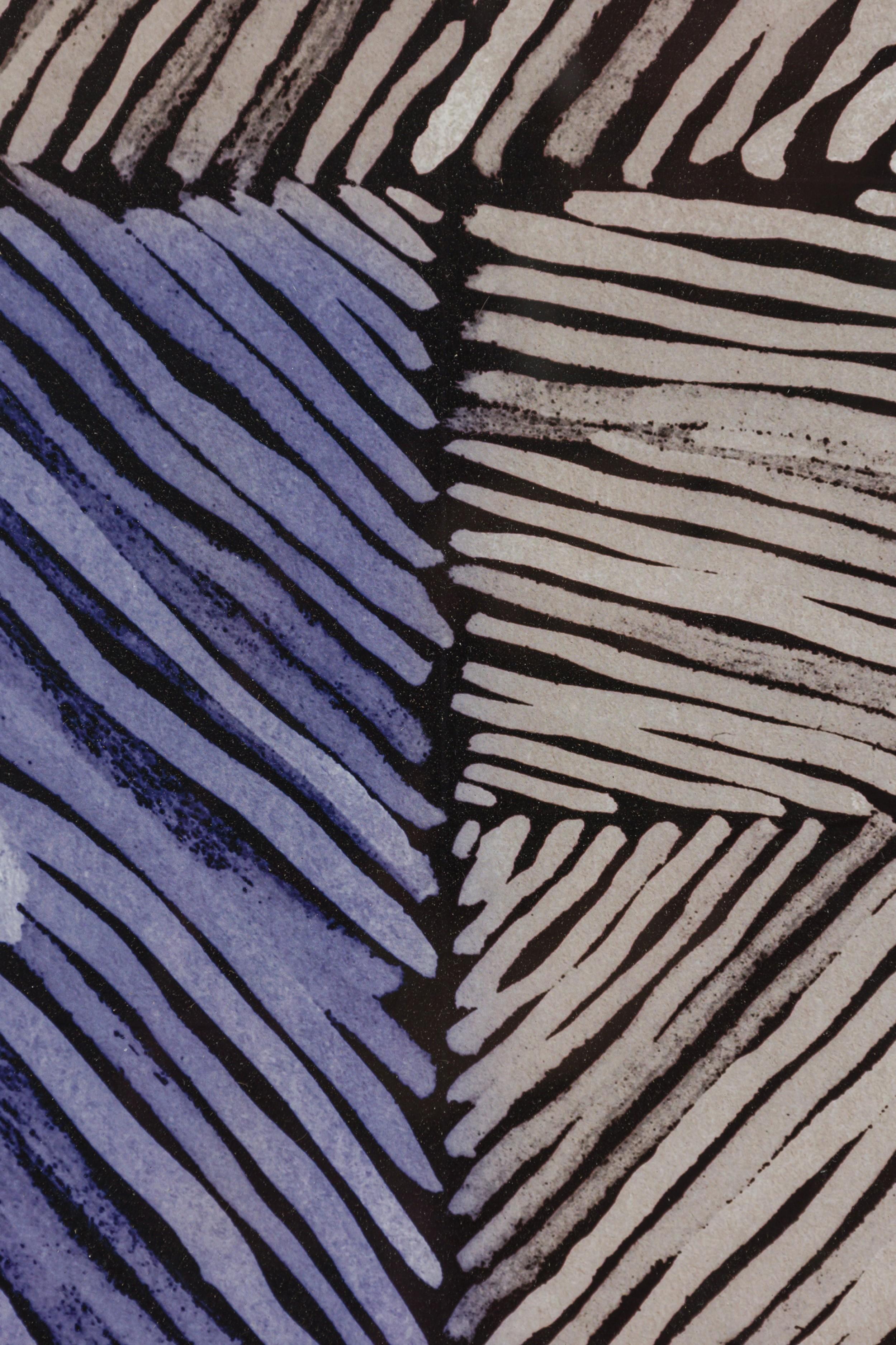 Gerahmter geometrischer Mid-Century-Druck mit strukturierter Farbblockierung im Zustand „Gut“ im Angebot in Queens, NY