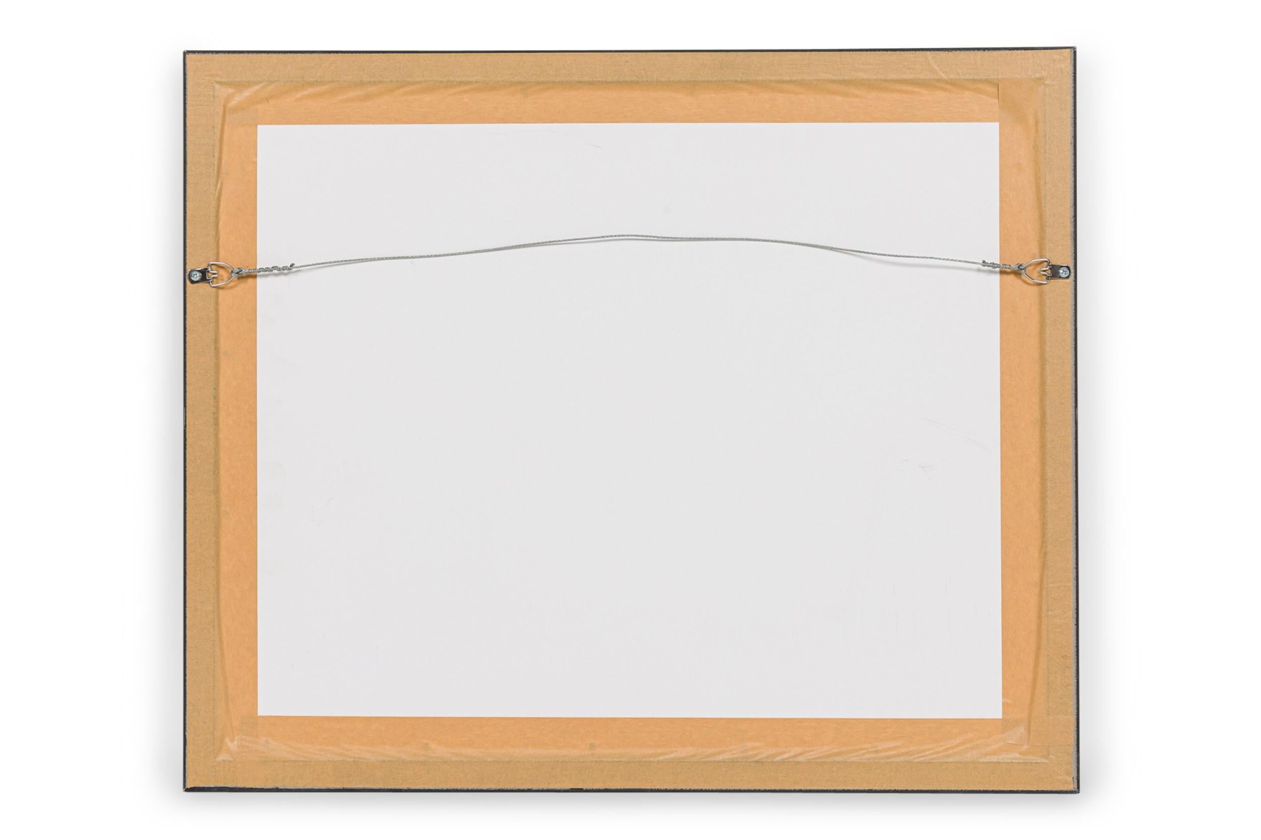 Gerahmter geometrischer Mid-Century-Druck mit strukturierter Farbblockierung (Farbe) im Angebot