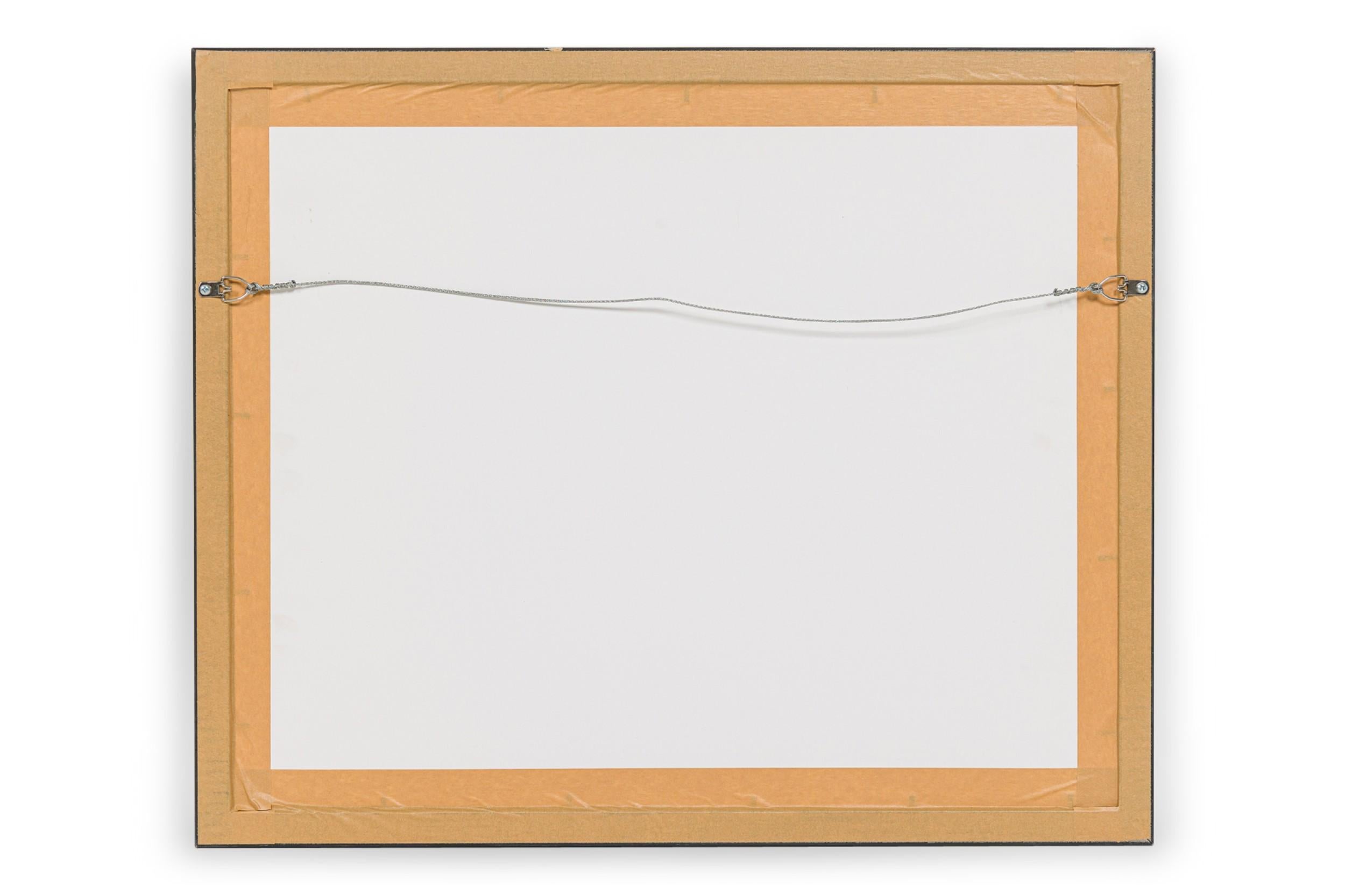 Gerahmter geometrischer Mid-Century-Druck mit strukturierter Farbblockierung (Farbe) im Angebot