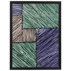Framed Geometric Mid-Century Textured Color Block Print