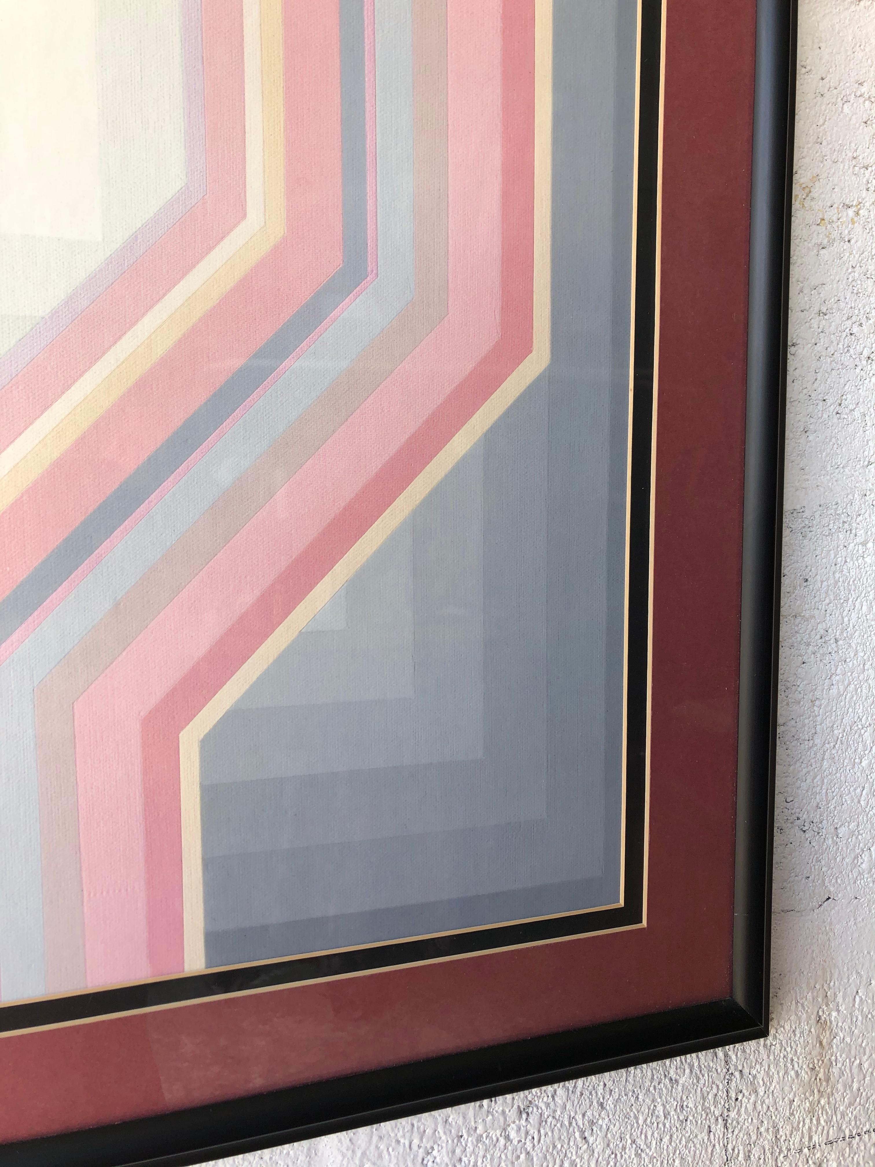 Framed Geometric Op Art Lithograph in the Richard Anuszkiewicz's Style. C 1980s For Sale 2