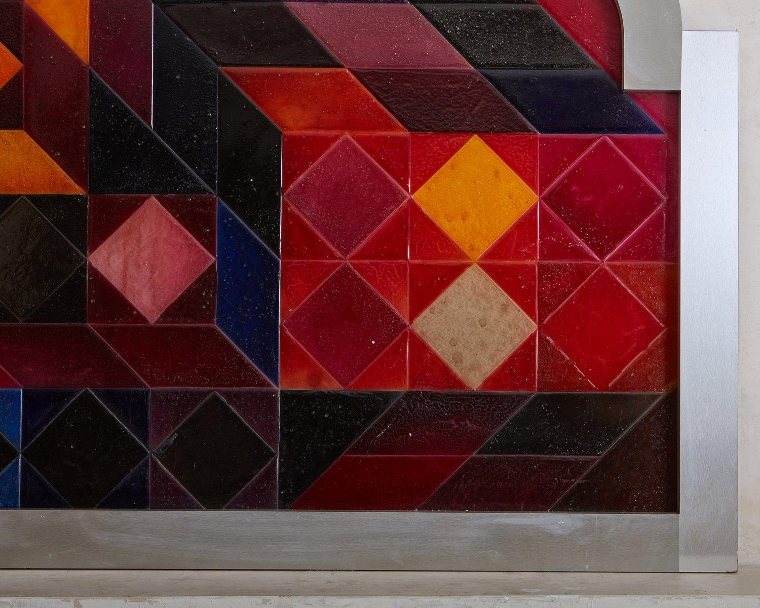 Framed Geometric Resin Wall Sculpture, France 1920s In Good Condition In Chicago, IL