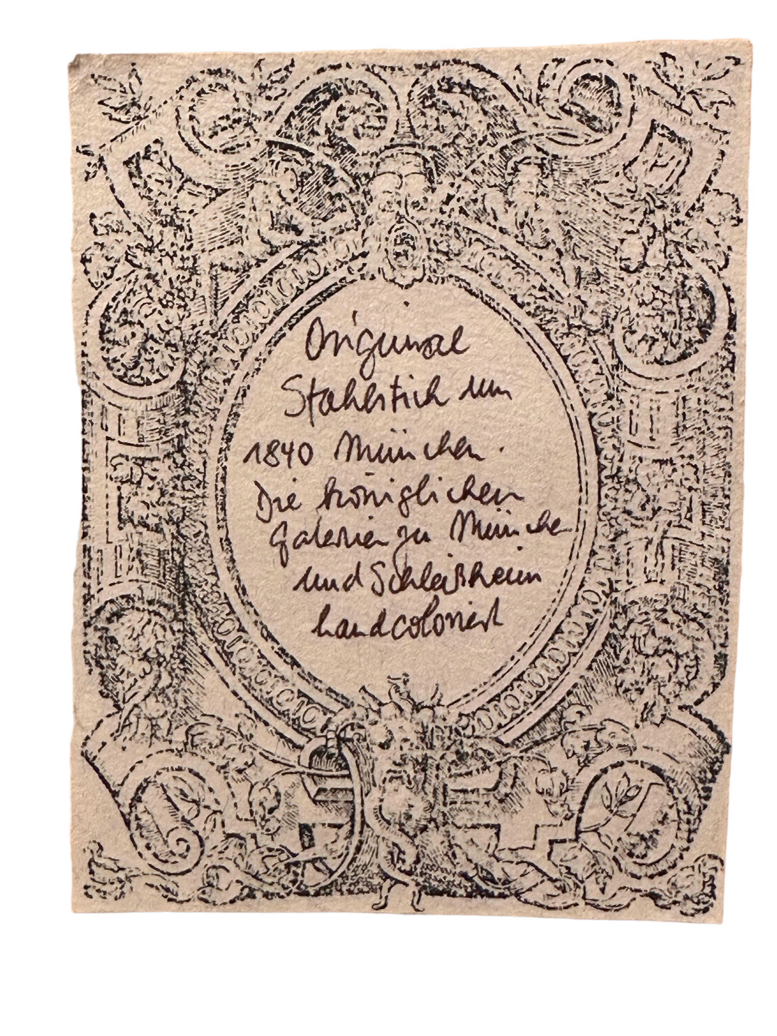 Gerahmtes deutsches handkoloriertes Stealing-Gravurporträt einer edlen Dame, 1840er Jahre (Glas) im Angebot