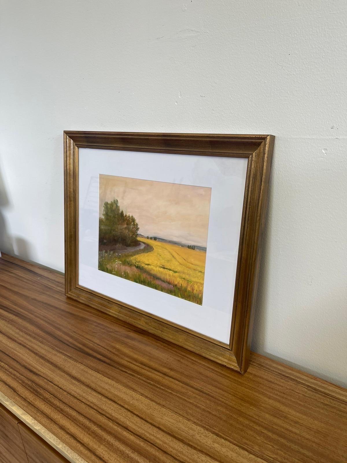 Framed Giclee Feild Landscape Fine Art Print by Helen Drummond. In Good Condition For Sale In Seattle, WA