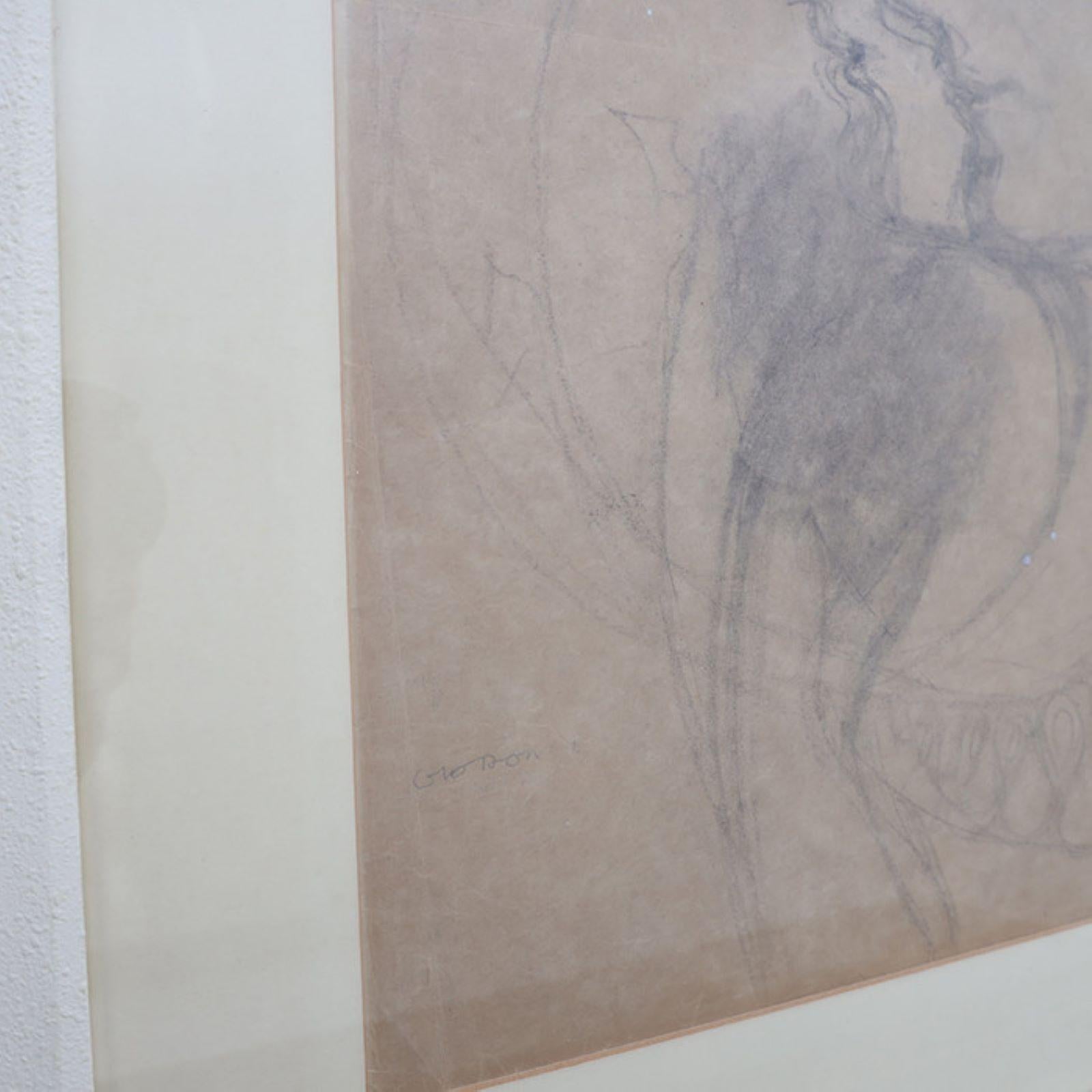 Disegno di Gio Ponti incorniciato In condizioni buone in vendita a New York, NY
