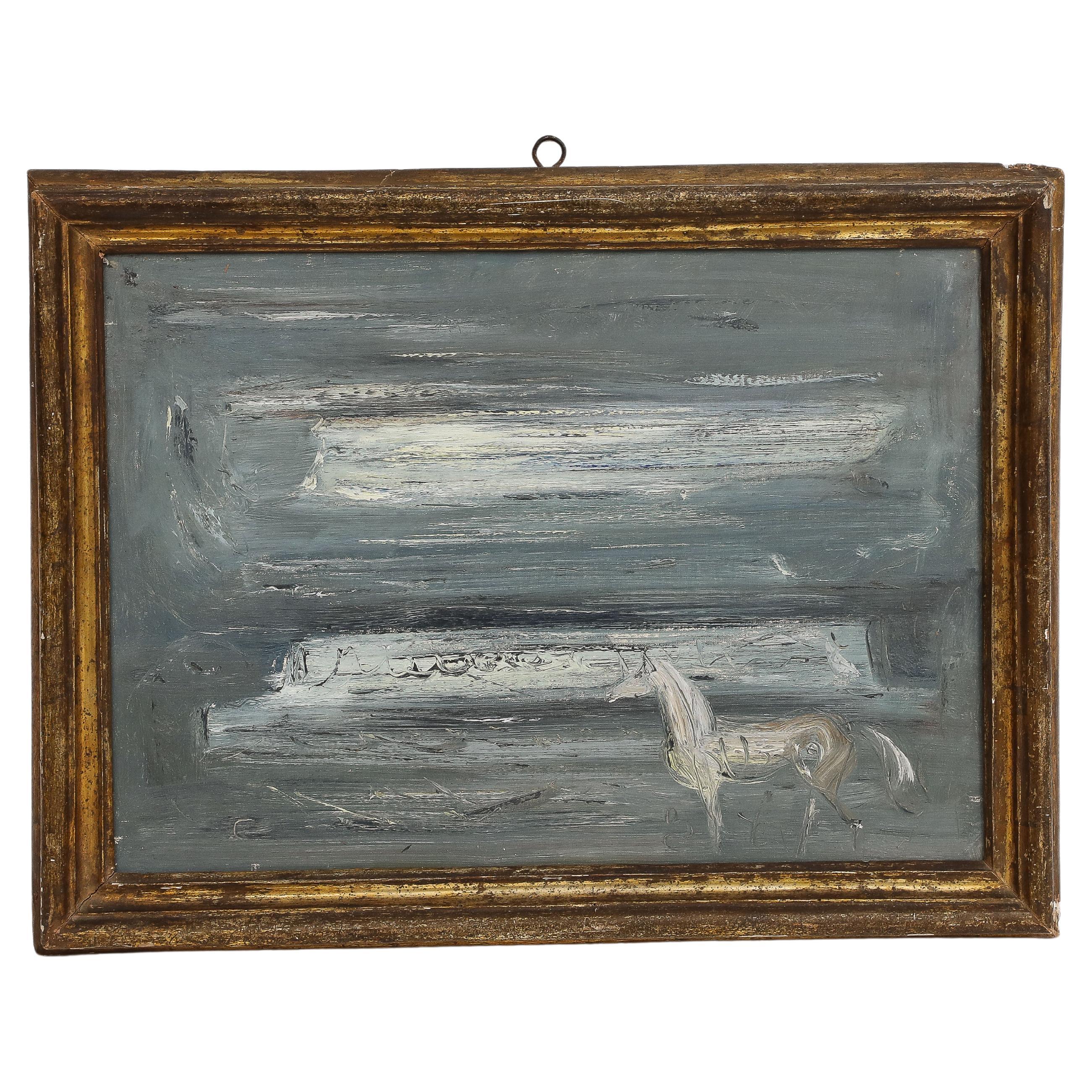 Framed Giovanni Stradone Expressionist Painting, "Notturno Antico", signed 1950s For Sale