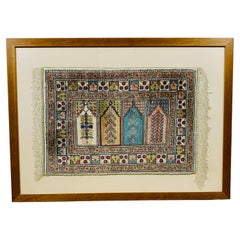 Framed + Glazed Persian Rug, Finely Knotted Silk