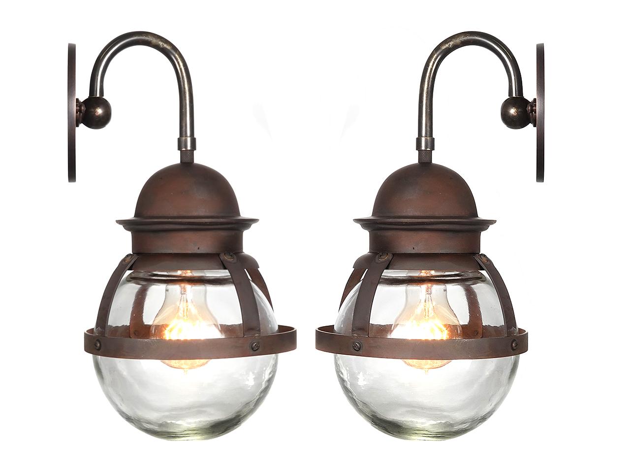 Industrial Framed Globe Sconce For Sale