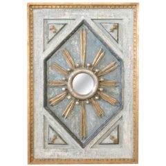 Framed Gold and Silver Leaf Italian Sunburst Mirror with Giltwood Fragments