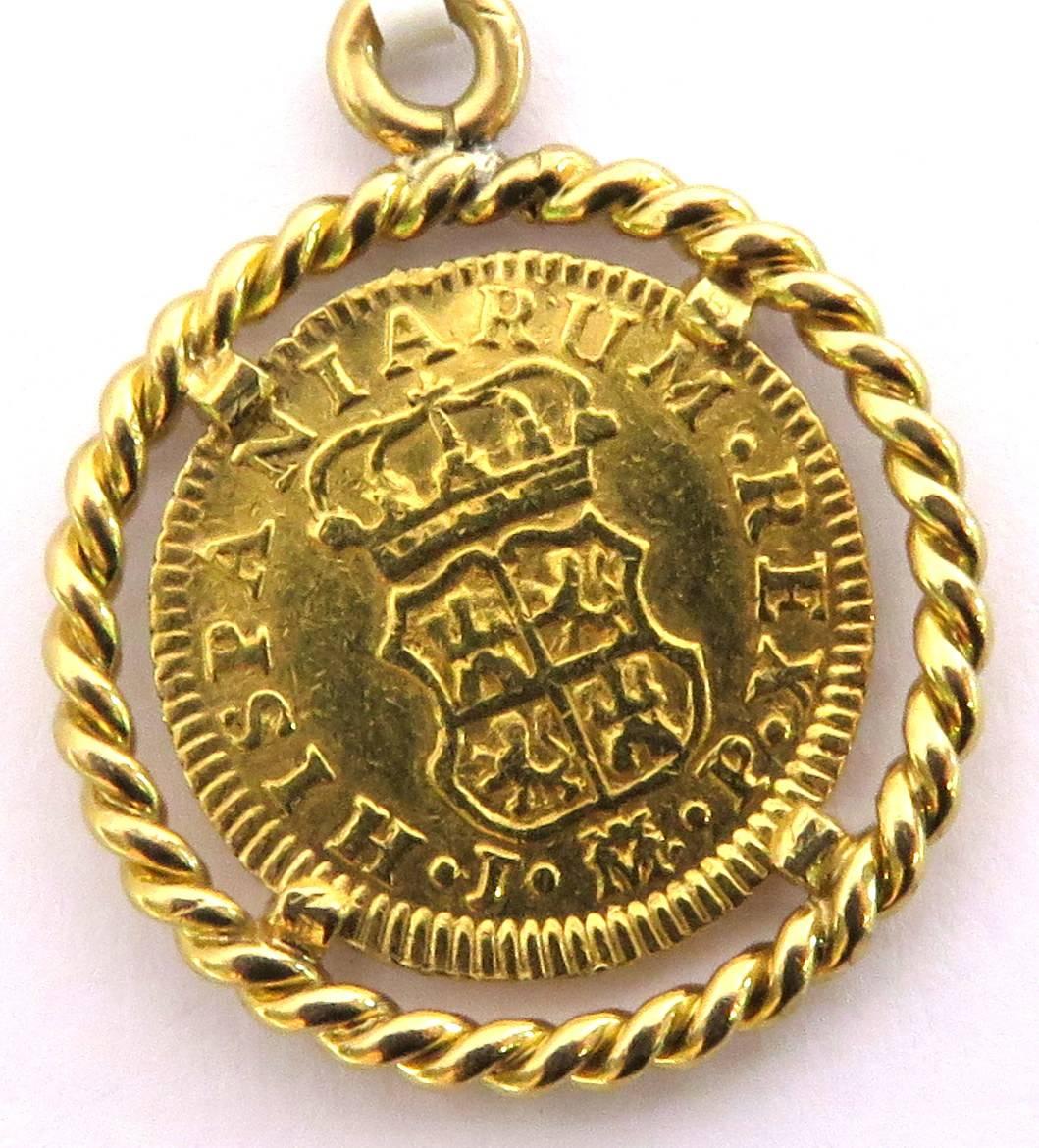 Framed Gold Coin Pendant Charm Dated 1763 For Sale 1