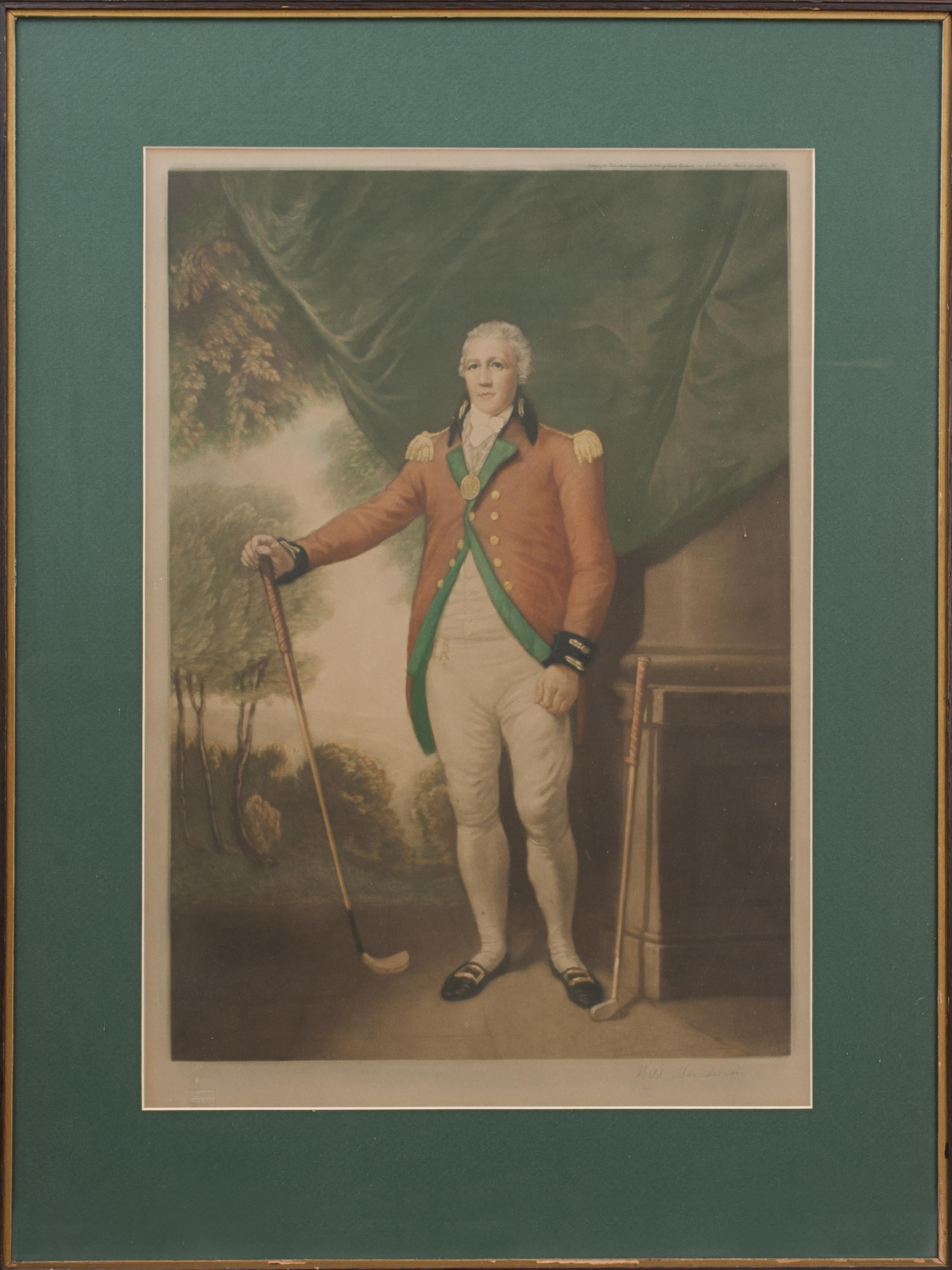 Sporting Art Framed Golf Mezzotint, Henry Callender Esq. For Sale