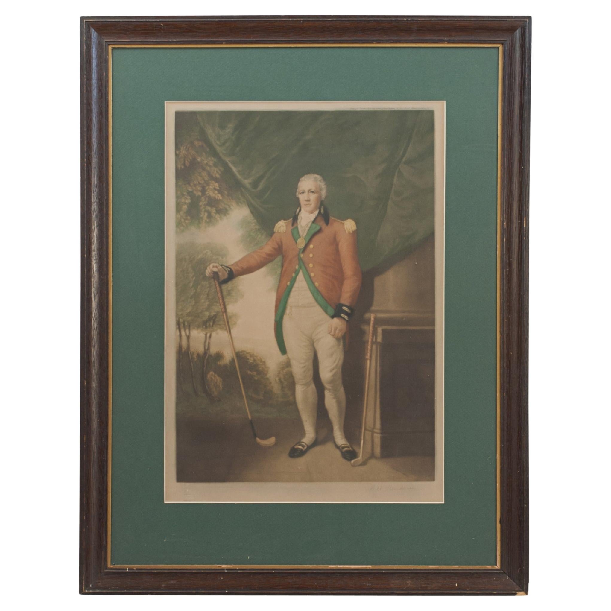 Framed Golf Mezzotint, Henry Callender Esq.