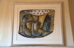 Framed Gouache on Paper Drawing by Jean-Jacques Blot