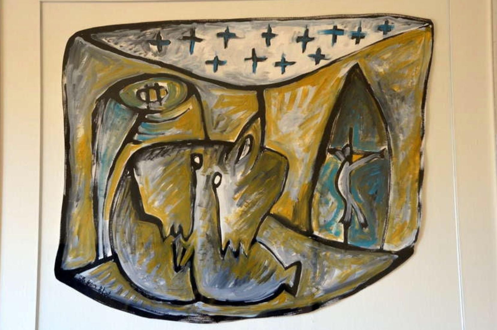 Gerahmte Gouache-Zeichnung auf Papier von Jean-Jacques Blot (Französisch) im Angebot