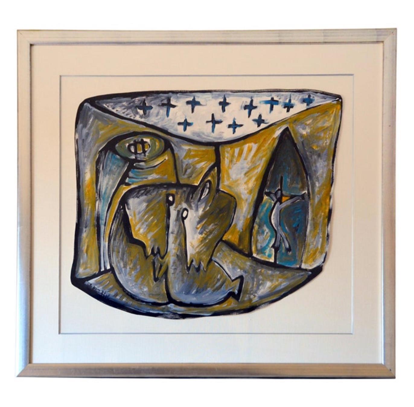 Framed Gouache on Paper Drawing by Jean-Jacques Blot For Sale 1