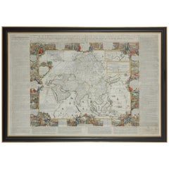 Framed Hand Colored Map of Asia by Nicolas de Fer for Le Dauphine