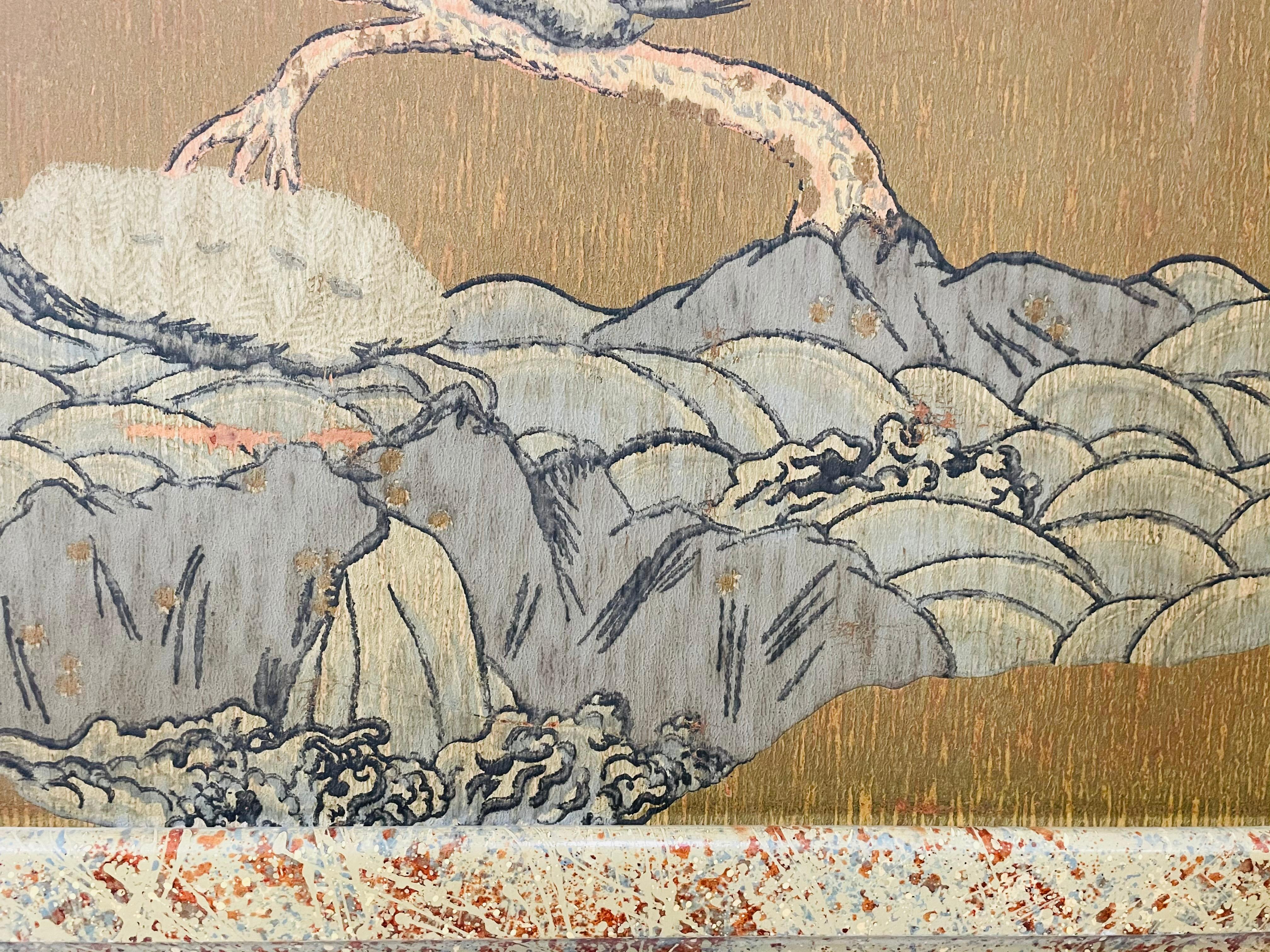 Framed Block Printed Asian Japanese Bonsai Tree Wood Panels, Set of 3 6