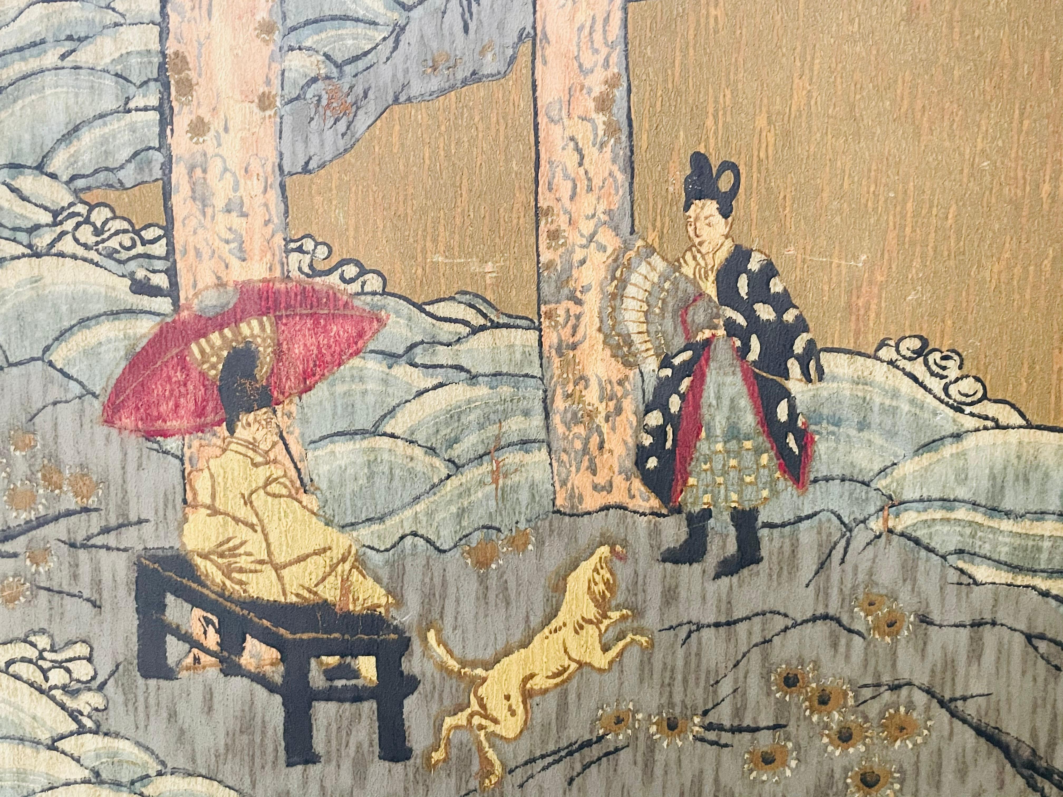 Framed Block Printed Asian Japanese Bonsai Tree Wood Panels, Set of 3 2