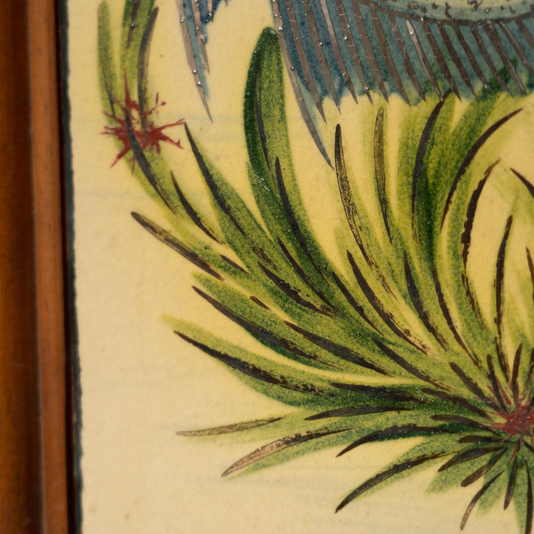 Framed Hand Painted Ceramic Artwork by Artist Diaz Costa, circa 1960 For Sale 2