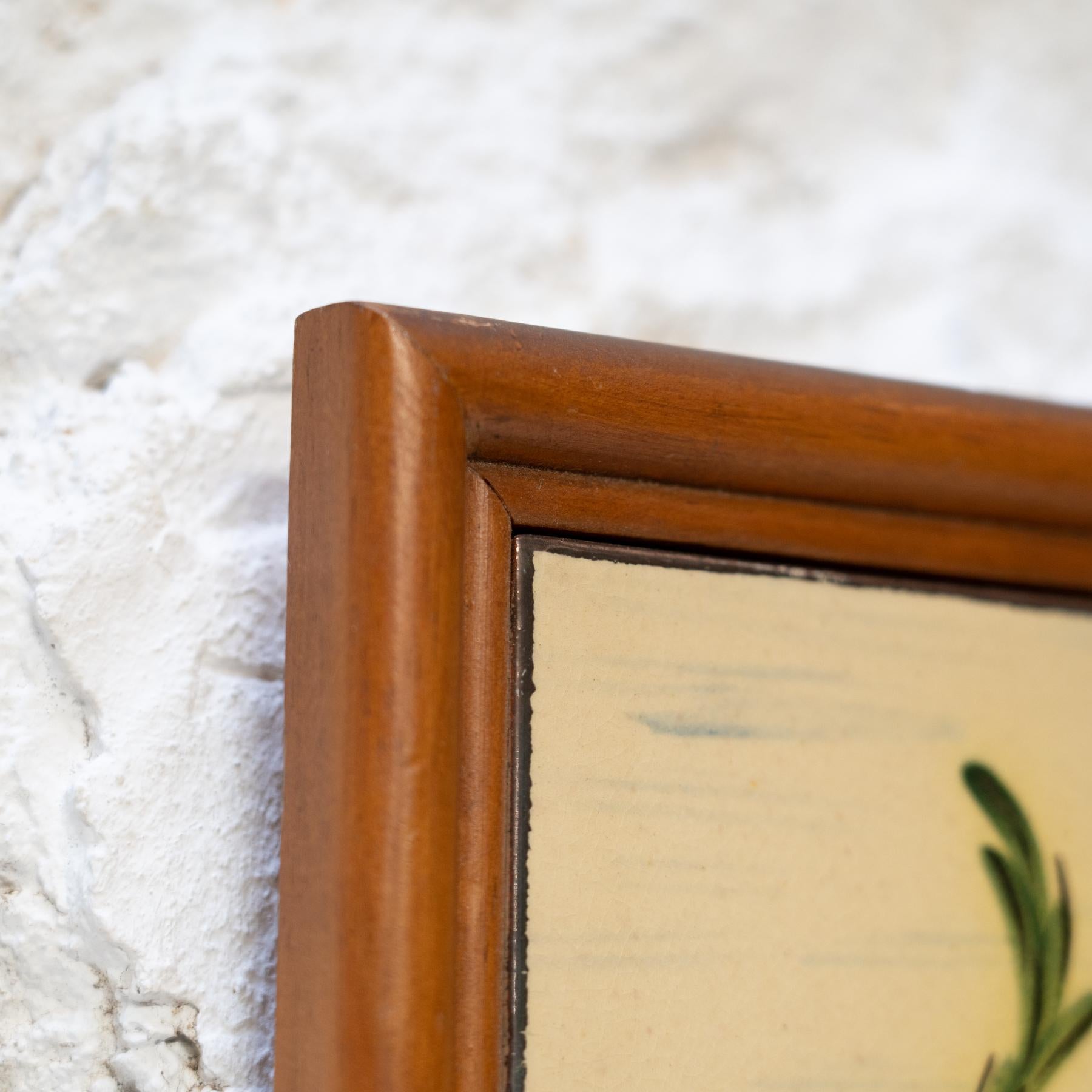 Framed Hand Painted Ceramic Artwork by Artist Diaz Costa, circa 1960 For Sale 3