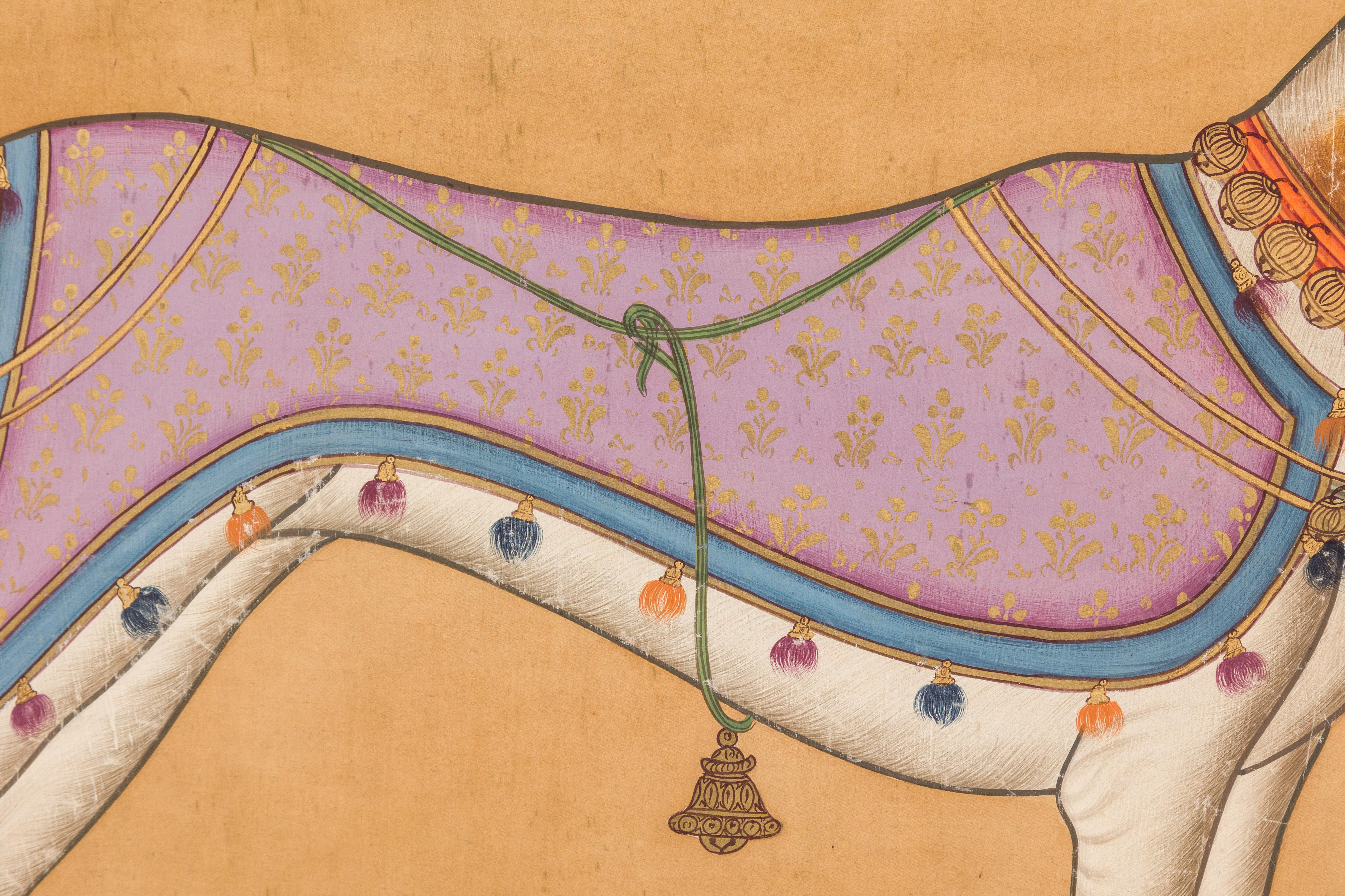 Tissu Encadré, peint à la main, chien de lévrier royal indien, monté sur tissu en vente