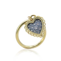 Framed Heart Charm Ring on Gold Band