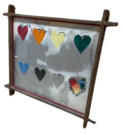 Framed "Hearts" lithograph print by artist Jim Dine