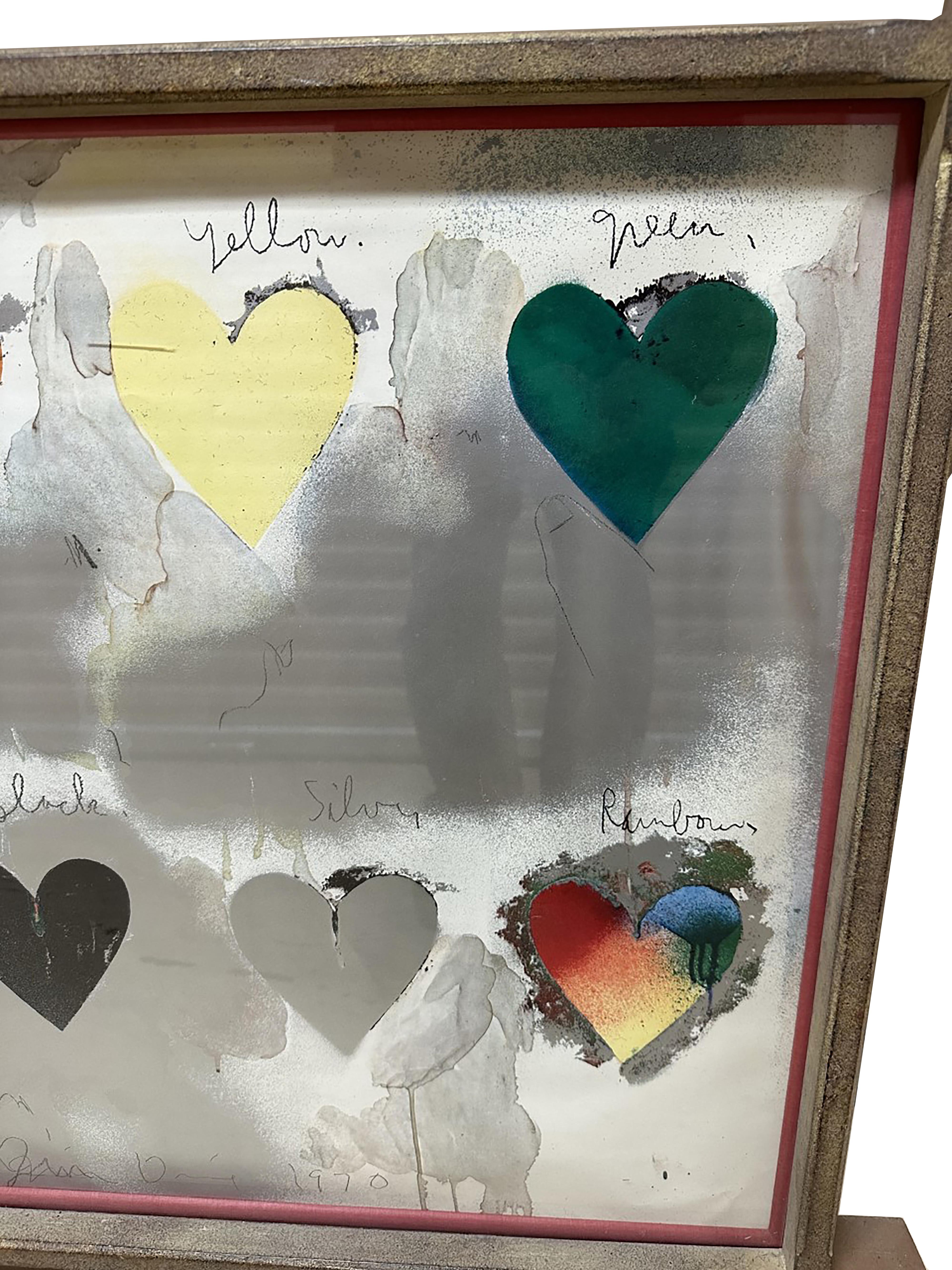 20ième siècle Tirage lithographique « Hearts » encadré de l'artiste Jim Dine en vente