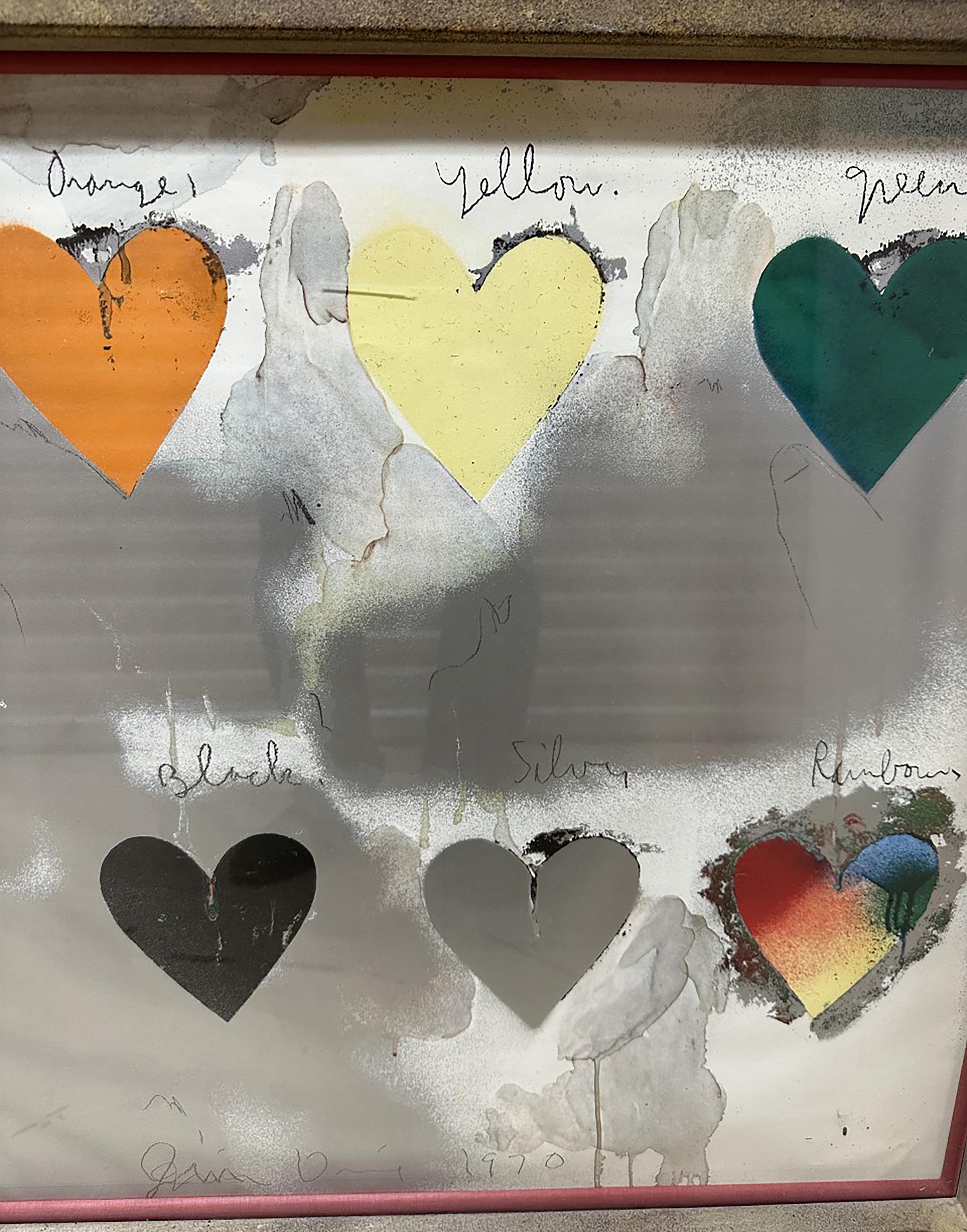Tirage lithographique « Hearts » encadré de l'artiste Jim Dine en vente 1