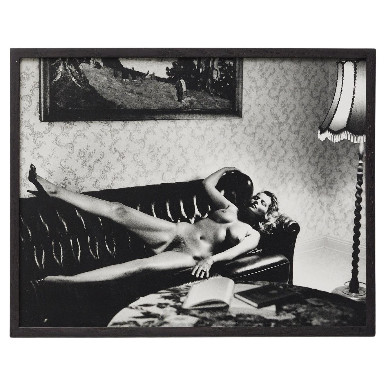 Fotografia in bianco e nero di Helmut Newton incorniciata - Nudo iconico, anni '80