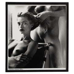 Framed Helmut Newton Black and White Photography - "Two Playmates" (1986)