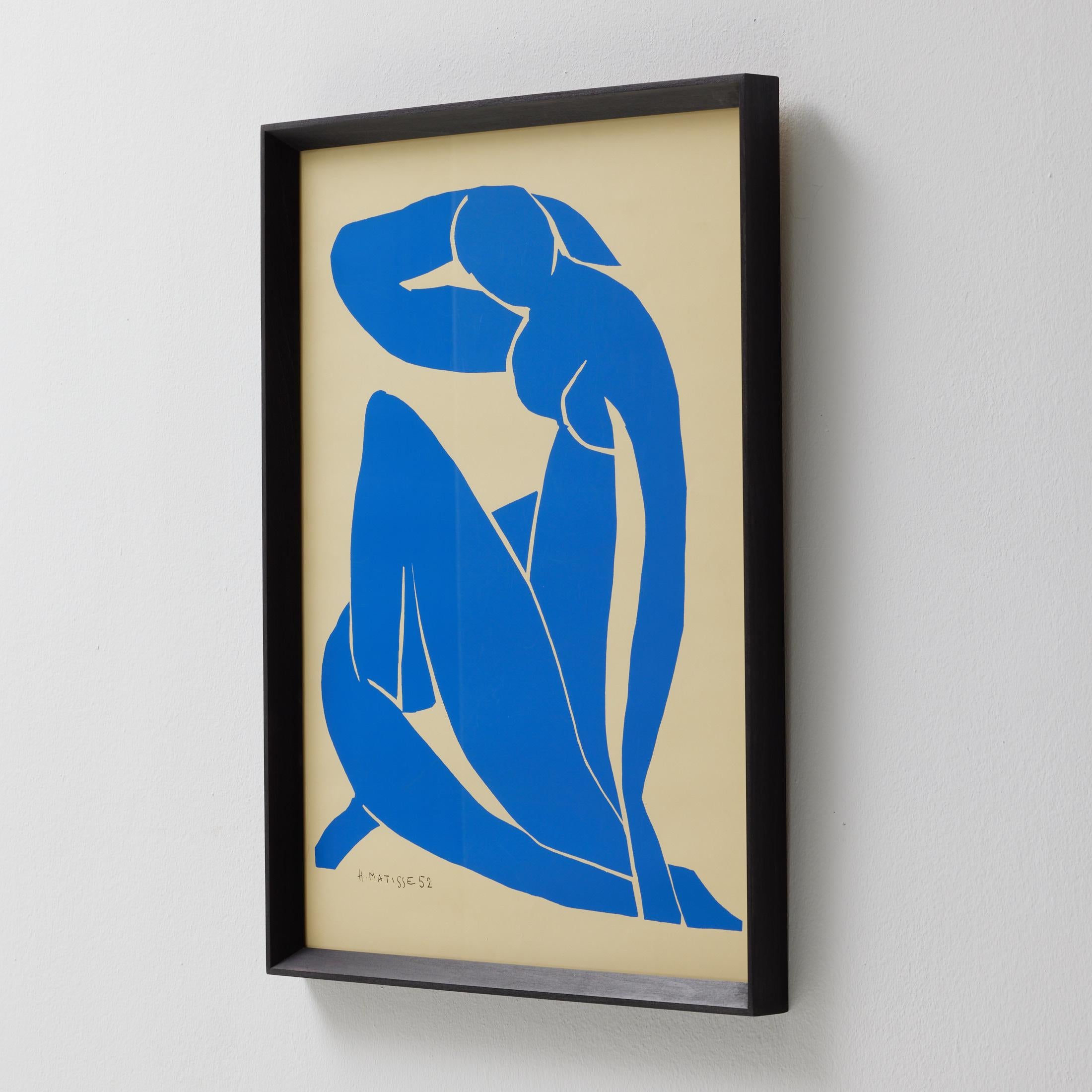 French Framed Henri Matisse Cut Out Blue Lithograph Nu Bleu, 1970 For Sale