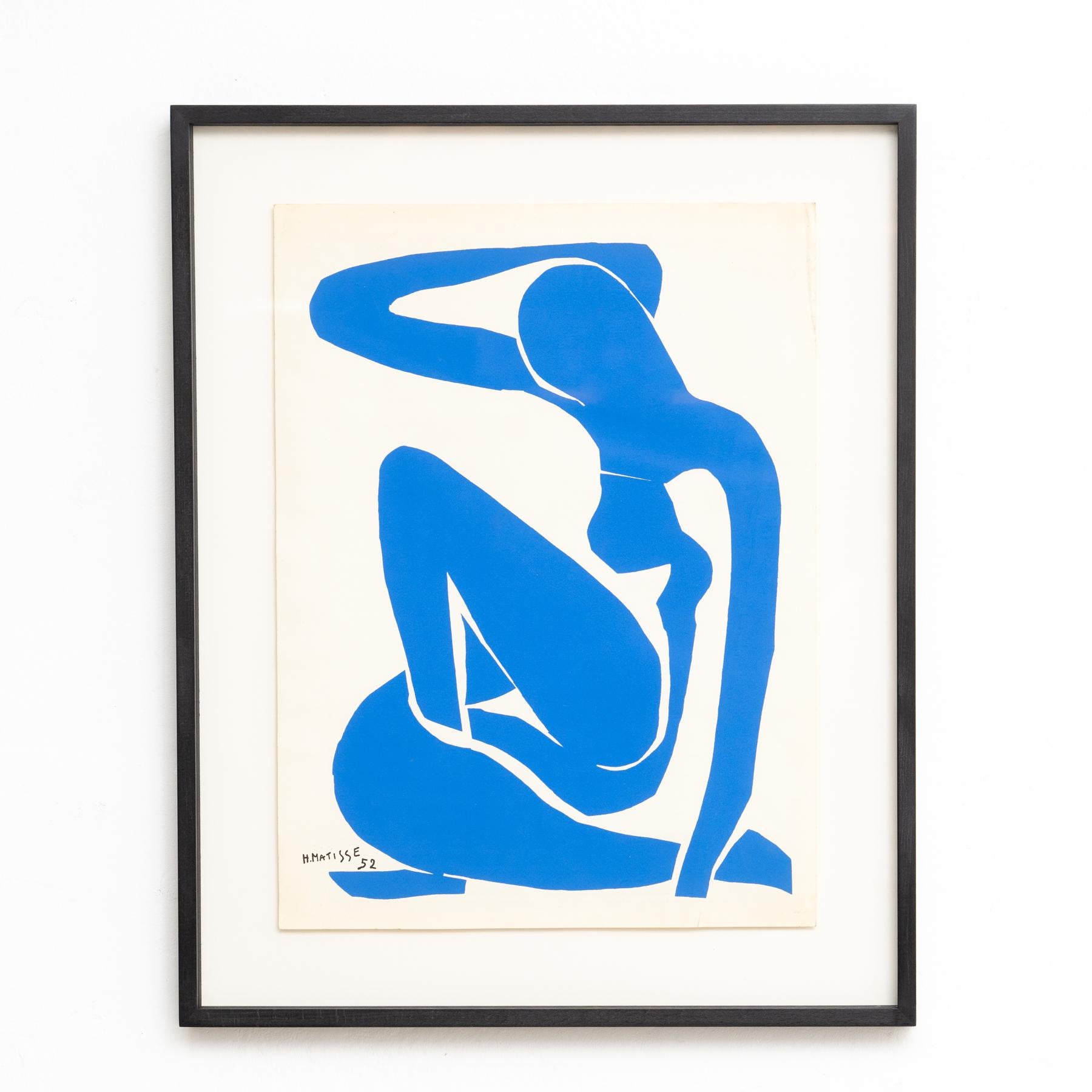 Framed Henri Matisse Cut Out Blue Lithograph Nu Bleu I, 1970

Color lithograph after the work by Henri Matisse, circa 1970.

Signed in the stone. Edited by Edition des Nouvelles Images, France. Framed.

In good original condition, with minor wear