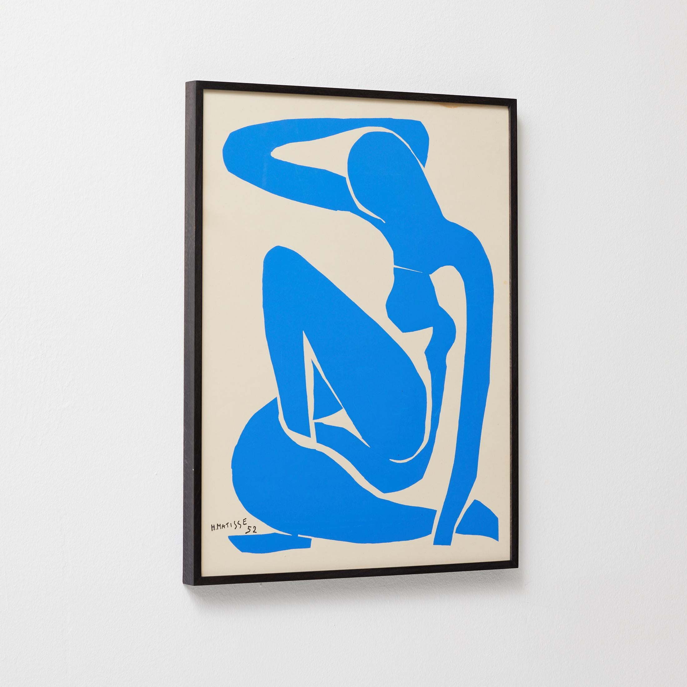Framed Henri Matisse Cut Out Blue Lithograph Nu Bleu I, 1970 (Moderne der Mitte des Jahrhunderts) im Angebot